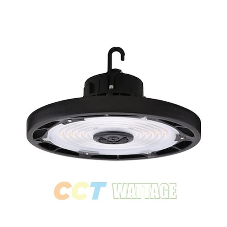Portor 100/120/150W LED Round High Bay, CCT and Wattage Selector, 120V, 277V, Black PT-HBU3-10D-23CP